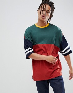 Длинная бордовая футболка с короткими рукавами ASOS DESIGN - Красный
