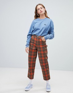 Коричневые джинсы бойфренда в клетку ASOS DESIGN - Мульти