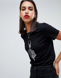 Футболка с аппликацией в виде балерины Max & Co - Черный