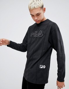 Черный лонгслив с полосками Fila x Liam Hodges - Черный