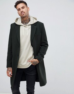 Темно-зеленое пальто с добавлением шерсти ASOS DESIGN - Зеленый