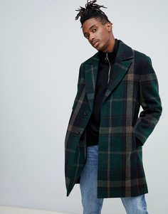 Зеленое пальто в клетку с острыми лацканами ASOS DESIGN - Зеленый