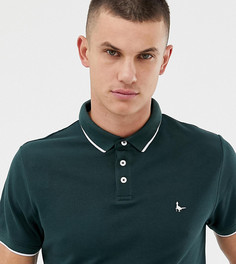 Темно-зеленая узкая футболка-поло с контрастной отделкой на воротнике Jack Wills Edgewear - Зеленый