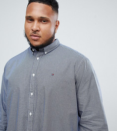 Темно-синяя рубашка в ломаную клетку с логотипом-флагом Tommy Hilfiger Big & Tall - Синий