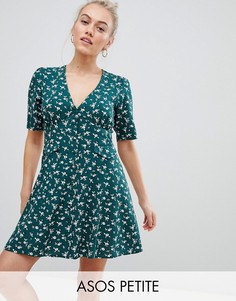 Платье мини на пуговицах с карманами и цветочным принтом ASOS DESIGN Petite - Мульти