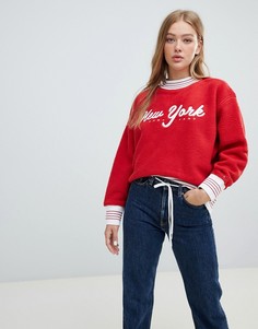 Флисовый свитшот с логотипом Tommy Jeans - Красный