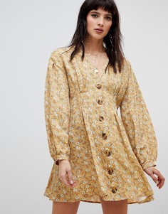 Платье мини на пуговицах Free People Portobello - Желтый