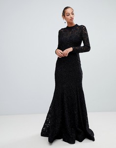 Кружевное платье макси с высоким воротом Forever Unique - Черный