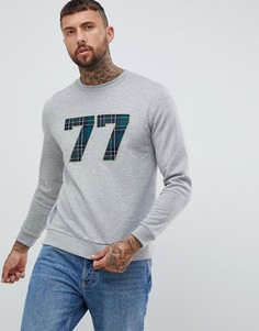 Свитшот в клетку с принтом номера ASOS DESIGN - Серый