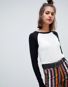 Топ с длинными рукавами реглан Pull&bear - Черный