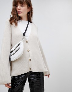 Свободный кардиган в рубчик ASOS DESIGN - Светло-бежевый