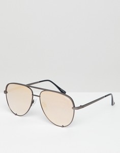 Солнцезащитные очки-авиаторы цвета розового золота Quay Australia X Desi - Серебряный