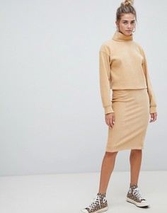 Бежевая узкая юбка из шенили Bershka - Бежевый