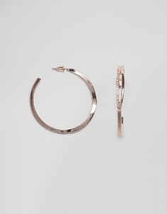 Золотистые серьги-кольца со стразами River Island - Золотой