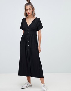 Платье миди на пуговицах Pull&bear - Черный