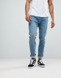 Bershka Slim Fit Jeans In Mid Wash - Зеленый