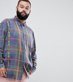 Фиолетовая oversize-рубашка в клетку с ацтекским узором ASOS DESIGN Plus - Фиолетовый