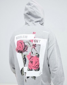 Серый oversize-худи с цветочным принтом на спине ASOS DESIGN - Серый