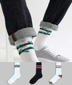 Комплект из 3 пар спортивных носков в рождественском стиле с полосками ASOS DESIGN - Мульти