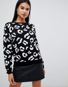 Черный джемпер с леопардовым узором Boohoo - Черный