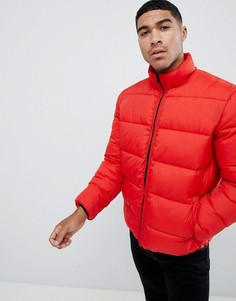 Красная дутая куртка с воротником-стойкой ASOS DESIGN - Красный