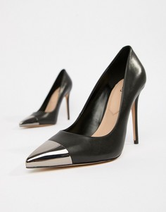 Черные кожаные туфли-лодочки с металлической отделкой на носке ALDO Edania - Черный