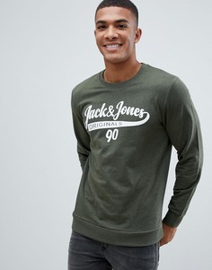 Свитшот с круглым вырезом и логотипом Jack & Jones - Зеленый