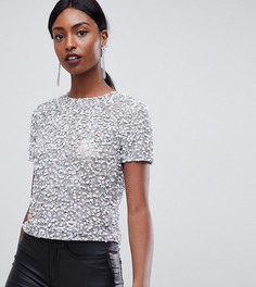 Футболка с отделкой пайетками ASOS DESIGN Tall - Белый