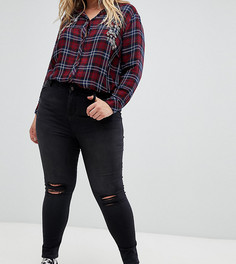 Джинсы скинни с рваной отделкой New Look plus - Черный