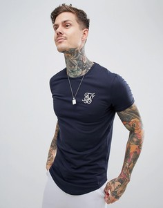 Темно-синяя футболка с короткими рукавами SikSilk - Темно-синий