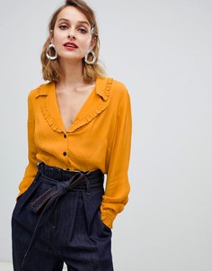 Приталенная блузка с отделкой на воротнике ASOS DESIGN - Черный