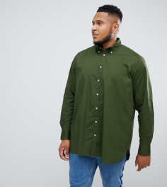 Темно-зеленая рубашка из эластичного поплина с логотипом-флагом Tommy Hilfiger Big & Tall - Зеленый