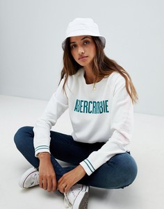 Укороченный свитшот с логотипом Abercrombie & Fitch - Белый