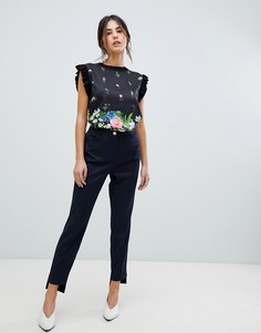 Брюки скинни с асимметричным краем Ted Baker - Темно-синий