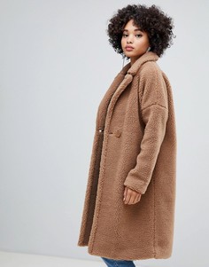 Коричневое длинное пальто из искусственного меха Missguided - Коричневый