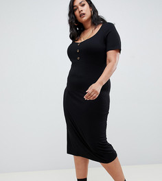 Чайное платье миди с пуговицами ASOS DESIGN Curve - Черный