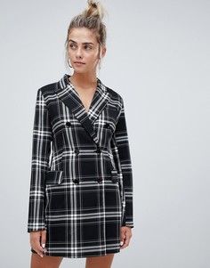 Bershka check print blazer dress in multi - Мульти