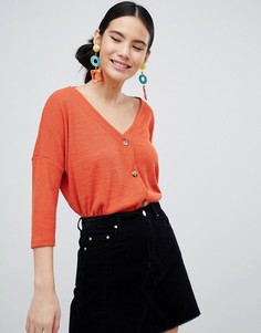 Оранжевый топ на пуговицах New Look - Оранжевый