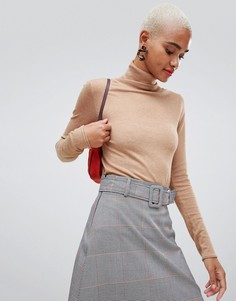 Базовый топ с высоким воротником Stradivarius - Коричневый