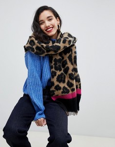 Шарф с леопардовым принтом Stradivarius - Розовый