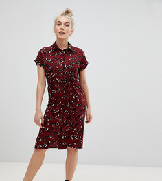 Платье-рубашка с камуфляжным принтом New Look Petite - Красный