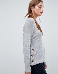 Трикотажный oversize-топ с пуговицами Stradivarius - Серый