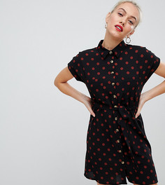 Платье-рубашка в горошек New Look Petite - Черный