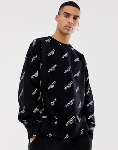 Mennace oversized sweatshirt with all over repeat print logo - Черный