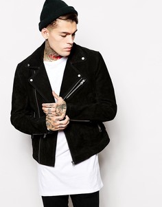 Замшевая байкерская куртка ASOS - Черный