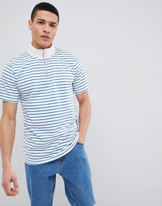 Stradivarius Stripe Quarter Zip Sweatshirt In White - Белый