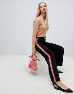 Широкие брюки с полосками по бокам New Look - Черный
