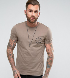 Футболка с принтом на груди ASOS TALL - Бежевый