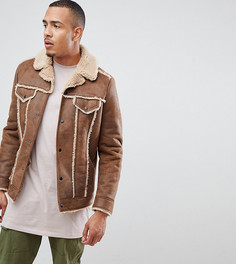 Коричневая куртка в стиле вестерн из искусственной овчины ASOS DESIGN Tall - Коричневый
