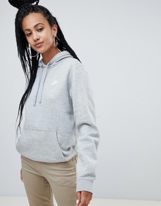Худи серого цвета с логотипом-галочкой Nike Club - Серый